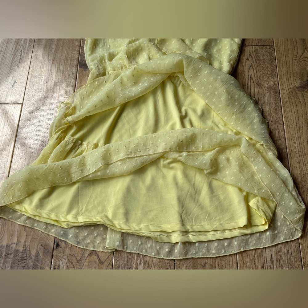 H&M Divided Yellow Puff Sleeved Ruffled Dress size Small - Picture 8 of 12
